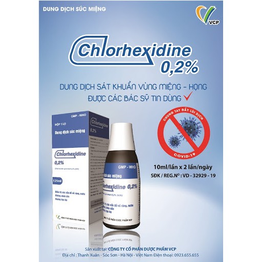 Dung dịch súc họng và miệng CHLORHEXIDINE
