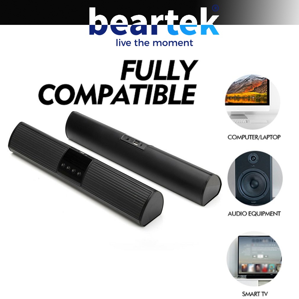 Loa bluetooth soundbar Beartek A2 dáng dài 2 loa cực đỉnh, kiểu dáng sang trọng hỗ trợ thẻ nhớ, đài FM