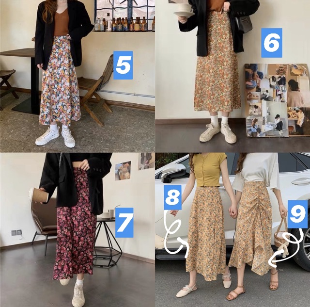 SẴN | Chân váy midi hoa voan