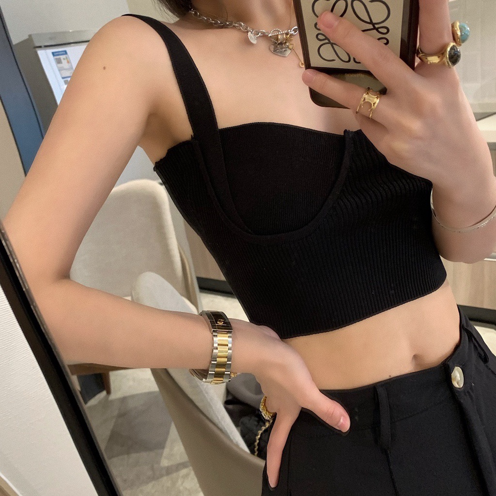 QADCOL  Áo Ống Kiểu Dáng Đơn Giản Quyến Rũ Phong Cách Âu Mỹ