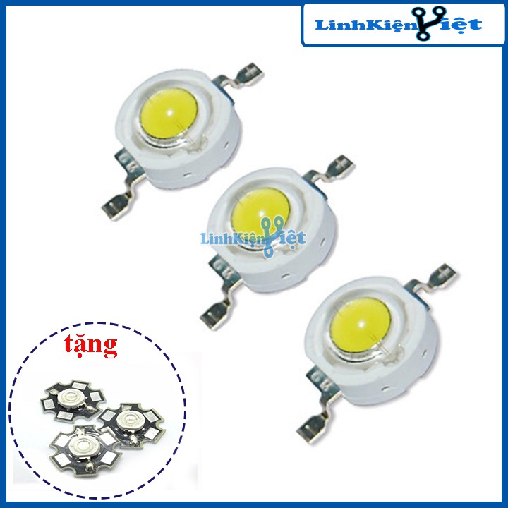 Bộ 3 Led Công Suất Siêu Sáng Sáng Trắng ( Tặng 3 Đế Tản Nhiệt - Chưa Hàn )