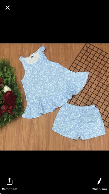 Bộ ba lỗ cotton 4c sài gòn bé gái 20-34 kg