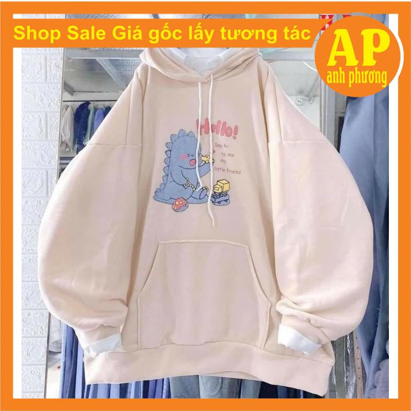 ÁO hoodie khủng long Hello form thụng nam nữ giá rẻ