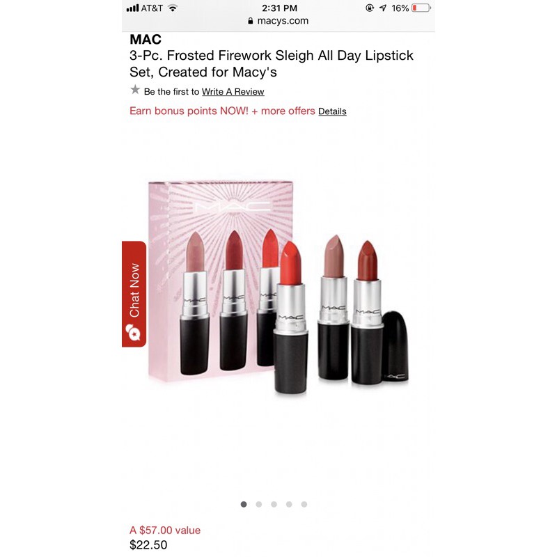 [Son MAC, bill Mỹ] SET SON LÌ MAC MACYS HOLIDAY TRIO - 3 THỎI FULLSIZE