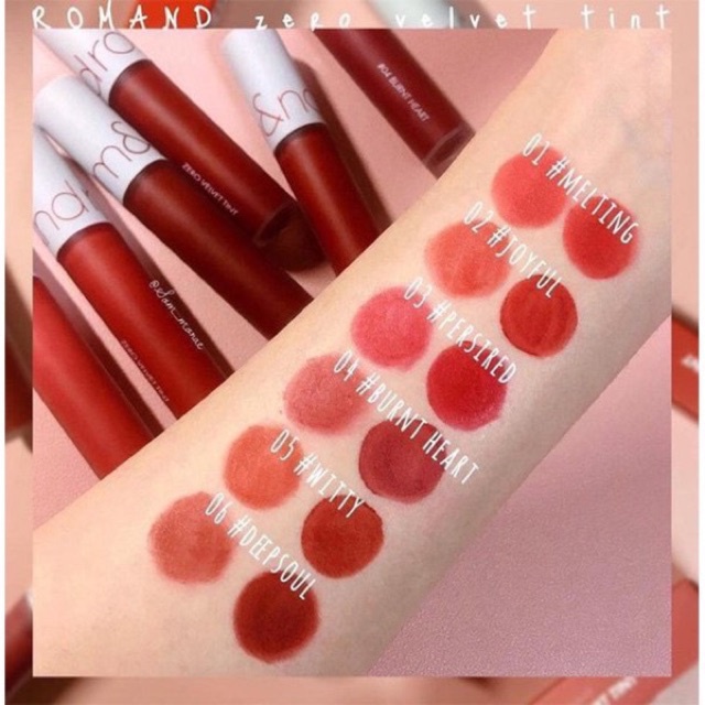 [NEW 26-30] [WINERY EDITION] Son kem lì, lên màu chuẩn Hàn Quốc Romand Zero Velvet Tint 5.5g (05 đỏ gạch, 06 đỏ nâu)