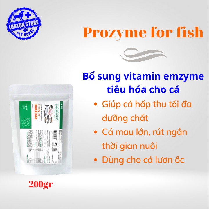 [Dùng thử] Gói 200g VEMEDIM Prozyme for fish new, bổ sung vitamin và enzyme tiêu hóa cho cá,lươn ốc bươu, Lonton store