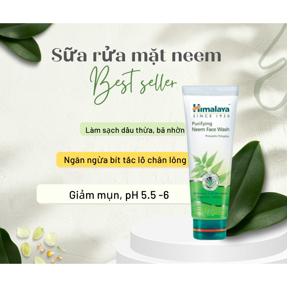 Combo làm sạch dầu thừa mụn ẩn làm sáng da Himalaya Neem Face Pack 100ml + Himalaya Neem Face Wash 150ml