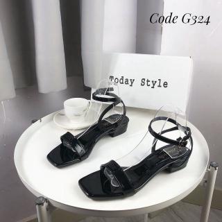 Sandal Nữ 2 Phân Quai Ngang Chất Da Bóng Mới 2020