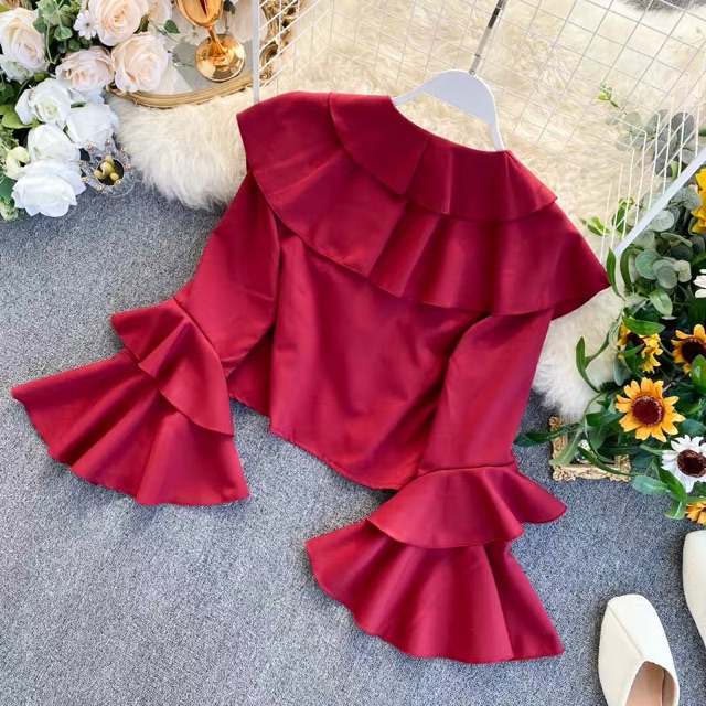 Áo kiểu cổ bèo tay loe quảng châu
