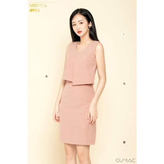 GUMAC Đầm thân rời áo croptop màu hồng
