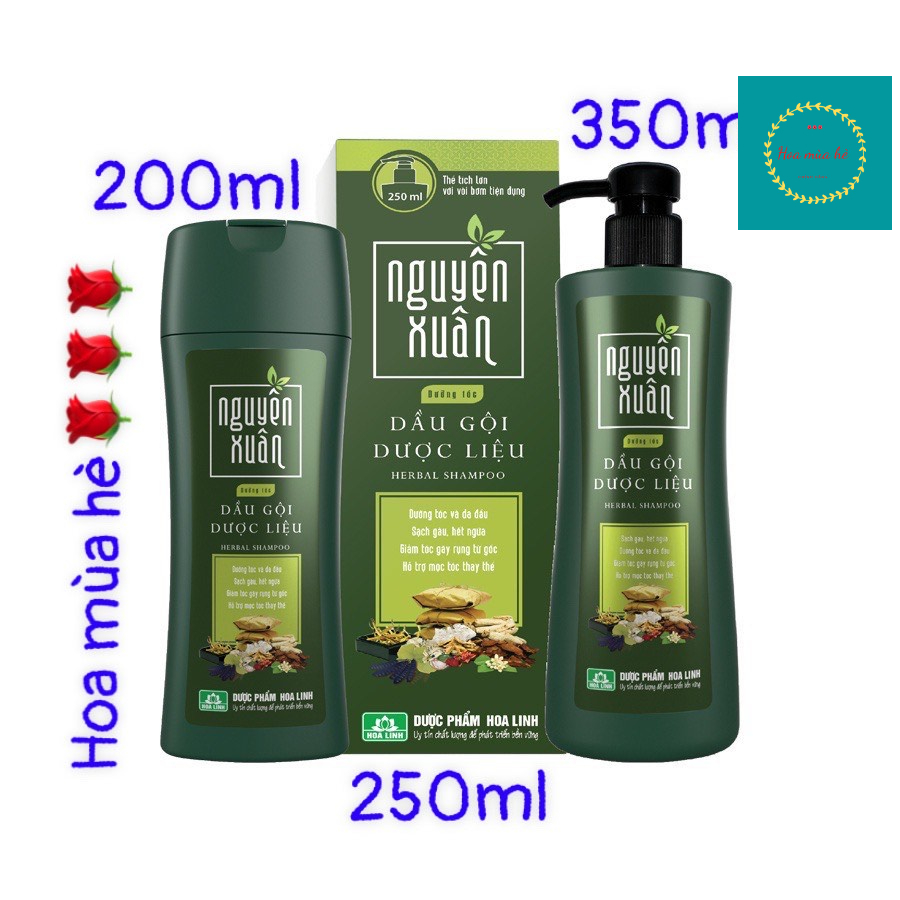 Dầu gội dược liệu Nguyên Xuân chai màu xanh lá dành cho tóc khô xơ thể tích  200ml / 250ml / 350ml chính hãng