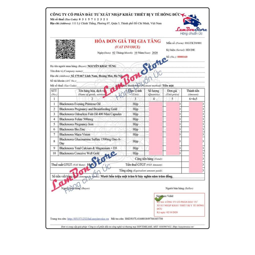 [Chính hãng] Tinh dầu Hoa Anh Thảo Blackmores Evening Primrose Oil 190 viên - Xuất xứ Úc