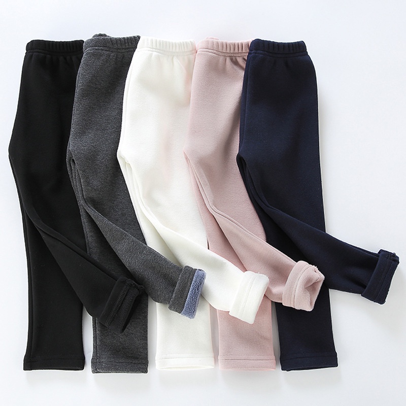 Quần Legging Mềm Mại Dày Dặn Màu Trơn Giữ Ấm Mùa Đông Dành Cho Bé Trai Gái 2-11 Tuổi