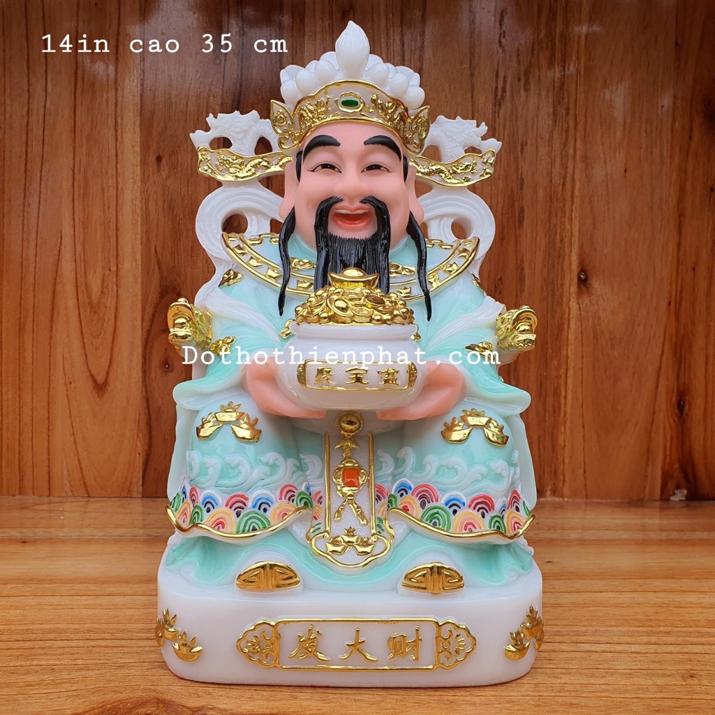 Tượng Ông thần tiền đá 14in cao 35 cm cao cấp