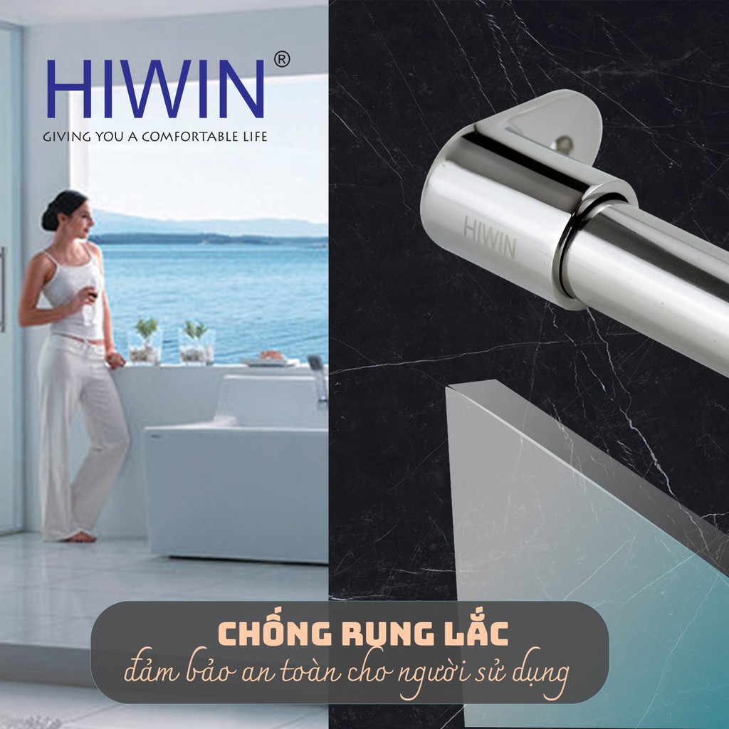 Bát tường lệch inox 304 vách tắm kính cao cấp mặt gương Hiwin SB-610Z