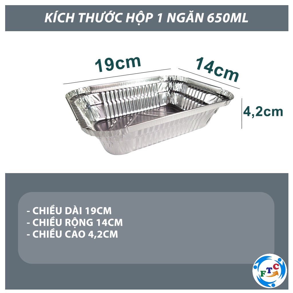 Khay nhôm FTC hộp nhôm 650ml có nắp chắc chắn hàng loại 1 MS190