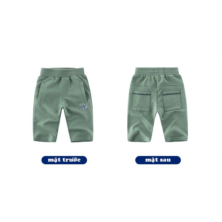 Quần bé trai 27Kids, quần short thun họa tiết thêu cá mập chất 100% cotton Hàng Xuất Âu Mỹ