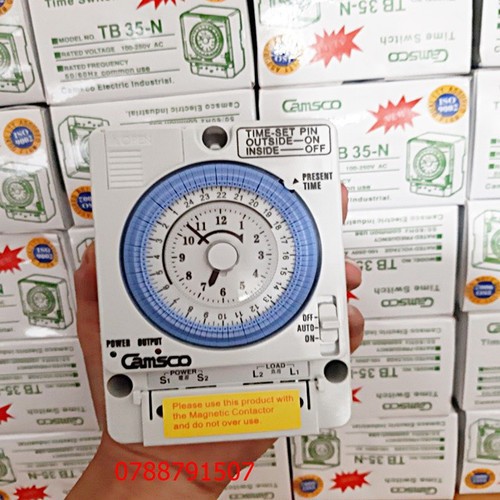 Công Tắc Hẹn Giờ Cơ Role Timer 24 Giờ Camsco Model TB35N Chính Hãng