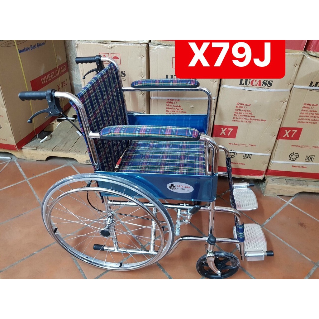Xe Lăn Có Phanh Siêu Rẻ Lucass Mạ Chrome X9 và X79 để chân gấp gọn X91