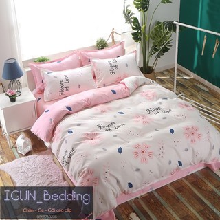 set HOA FLOWER ÒF LOVE bộ Chăn Ga Gối 4 món Poly cotton HÀN QUỐC 100%