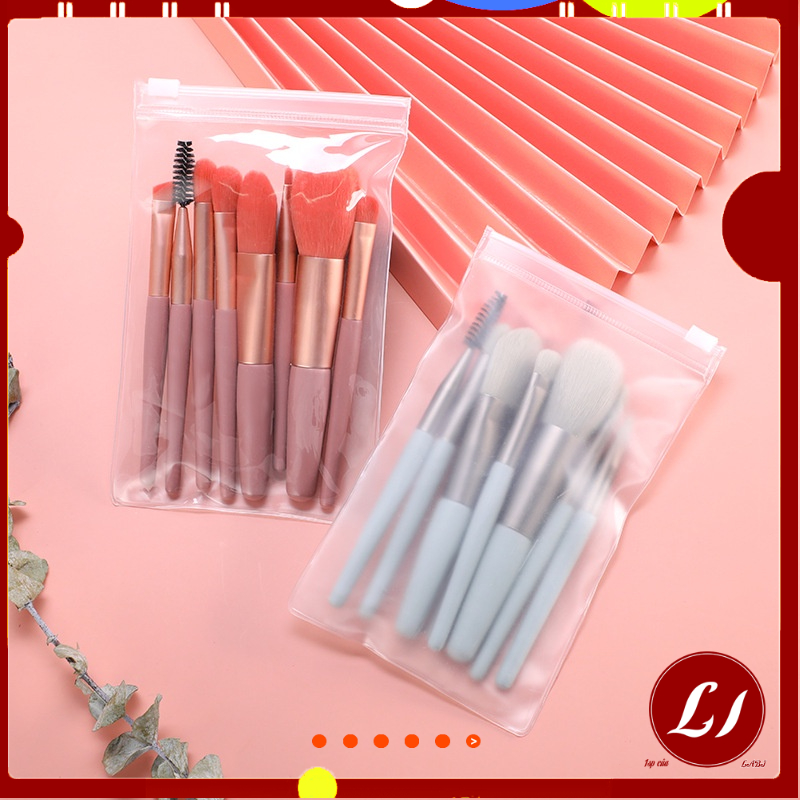Set 8 Cọ trang điểm cán lông mềm mini xinh xắn