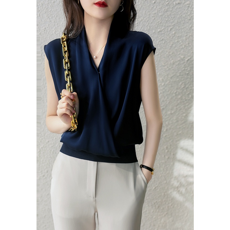 Áo Thun Lụa Satin Dáng Rộng Co Giãn Thời Trang Mùa Hè Đa Năng FF Mới Cho Nữ
