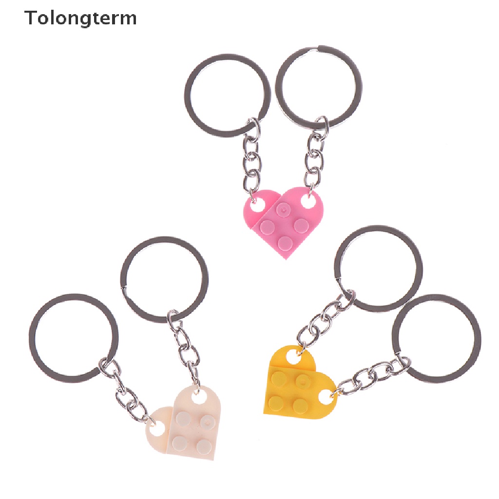 Set 2 móc khóa thiết kế mặt kiểu mảnh ghép trái tim đáng yêu làm quà tặng sinh nhật dành cho cặp đôi