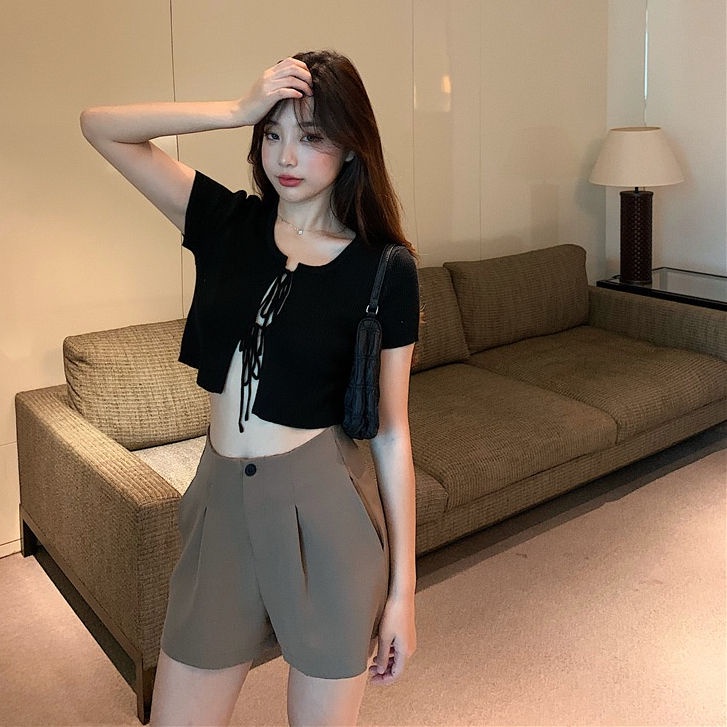 Quần short Dáng Rộng Lưng Cao Phong Cách retro Thời Trang Mùa Hè Có Size S-4XL Cho Nữ