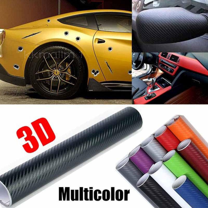 Miếng dán carbon fiber 3D 127 x 10cm trang trí xe hơi