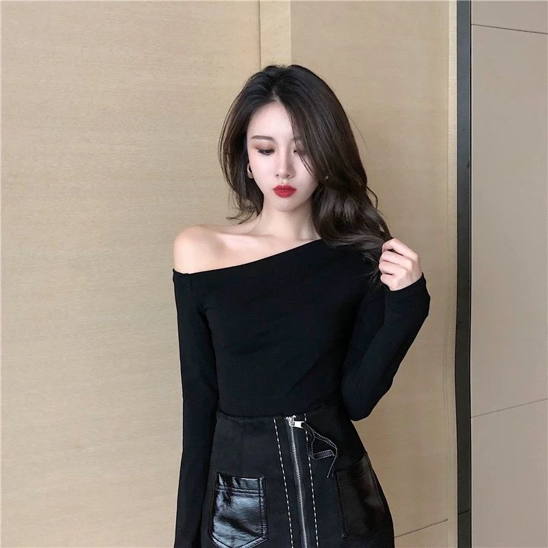 Áo Thun Tay Dài Trễ Vai Thời Trang Quyến Rũ Cho Nữ