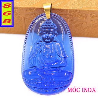 [Tuổi Tuất, Hợi] Mặt Dây Chuyền Phật A Di Đà Pha Lê Xanh Dương 5cm - Mặt Size Lớn - Tặng Kèm Móc Inox - Phong Thủy 868