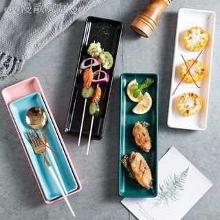 ( Màu Mới) Đĩa sứ đựng sushi , Đĩa chữ Nhật dài phong cách Nhật Bản