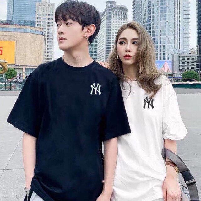 Áo thun nam nữ - áo đôi, áo thun ĐEN-TRẮNG áo thun NY - CÁ MẬP unisex-PANDO