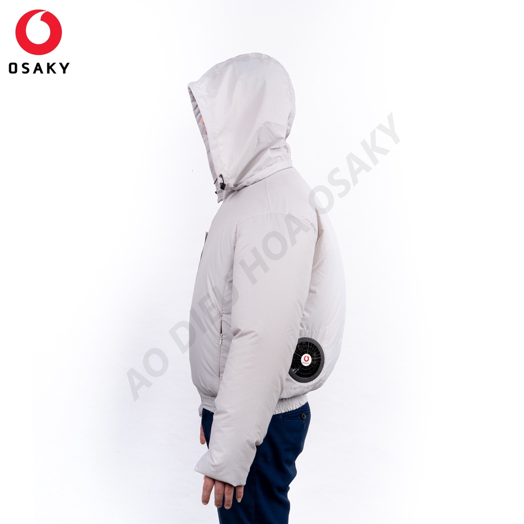 Áo Rời Điều Hòa Chống Nóng Osaky Nhật Bản, Giảm Nhiệt Độ Cho Người Lao Động - Ghi Trắng