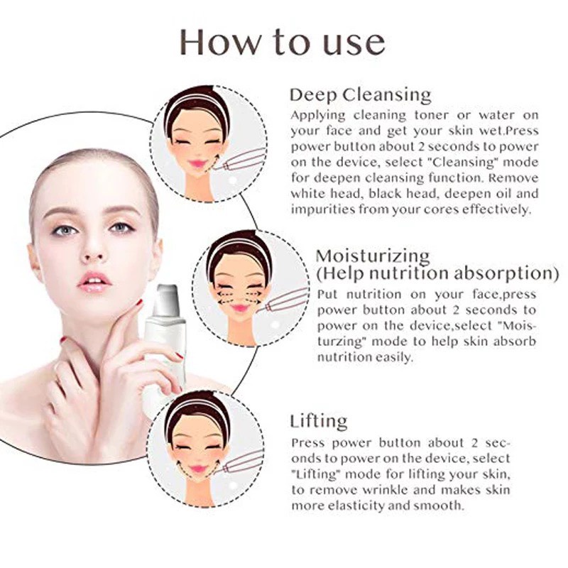 Máy Sủi Da Cà Da Làm Sạch Sâu Da Mặt Ultrasonic breo market Rung Sóng Âm ion Giúp Phục Hồi Collagen Cho Da