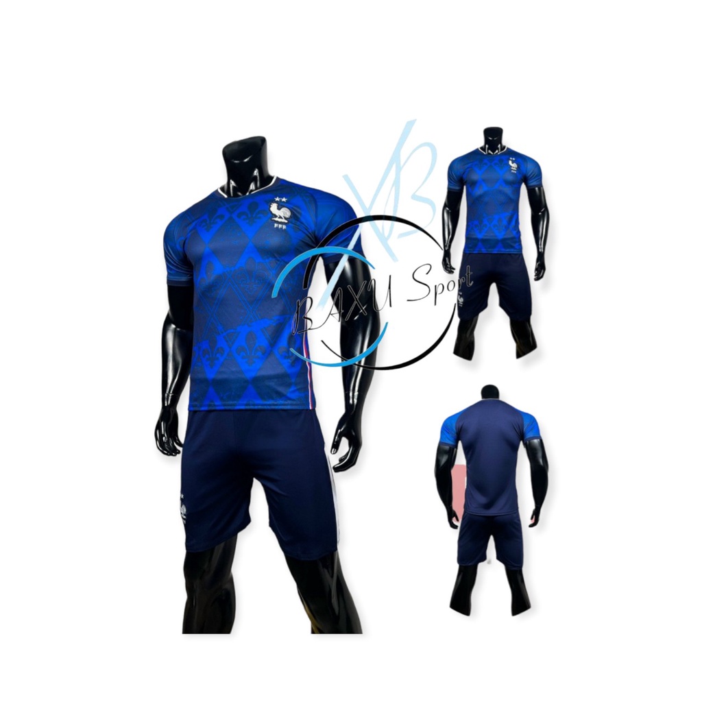Pháp 2022_Bộ quần áo bóng đá Tuyển Gà Trống xanh Thiên Thanh WC 2022
