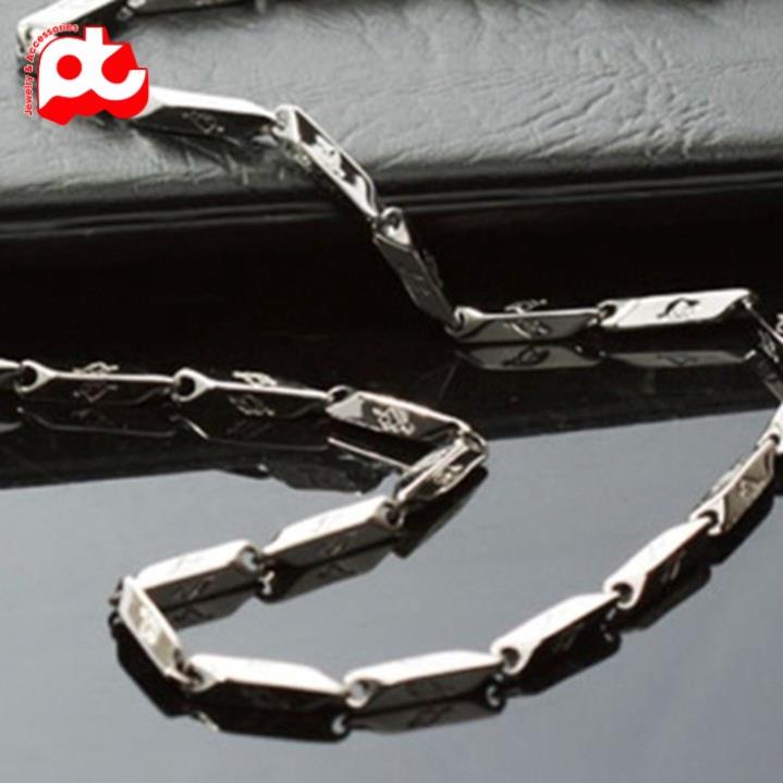 Dây chuyền đẹp nam titan cao cấp thép không gỉ hỏa tiển khắc ngẫu nhiên hoa văn PT JEWELRY kích cỡ 3mm PTDCNA10