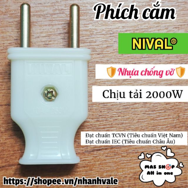 [PN107] Phích cắm điện NIVAL 2000W nhựa ABS chống vỡ