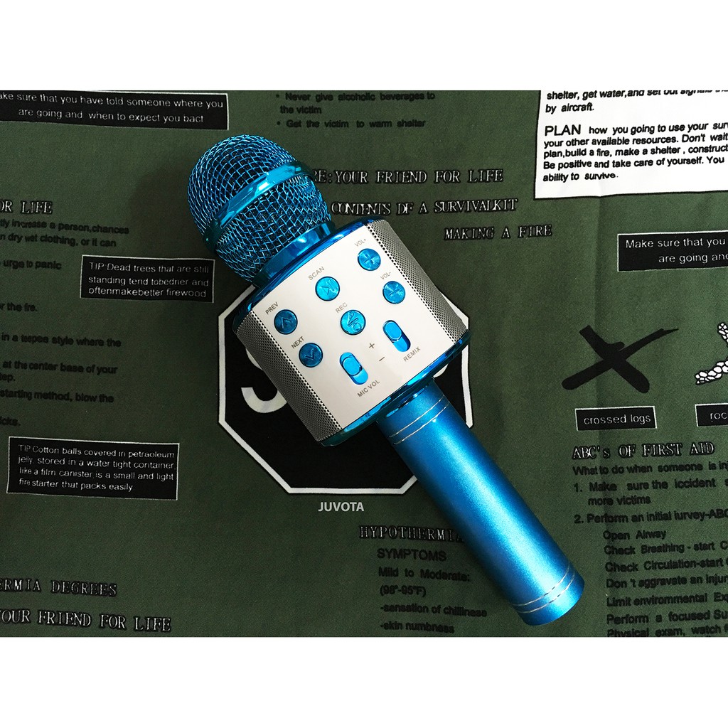 Mic Hát Karaoke Bluetooth WS-858 Màu Xanh Biển – giảm 20k nhập mã: BINHTHANH