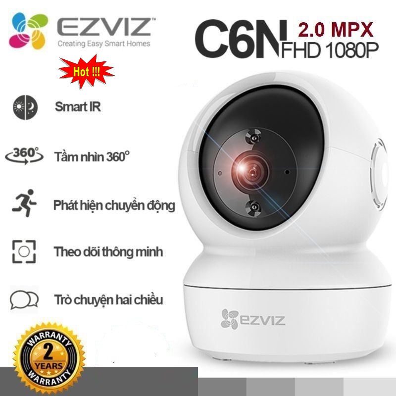 Camera WiFi EZVIZ C6N 1080P SMART IR 2.0MP hồng ngoại thông minh - Bảo hành chính hãng 24 tháng