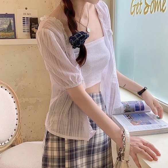 NUZIRO  Áo croptop  hai dây màu trơn gợi cảm cho nữ