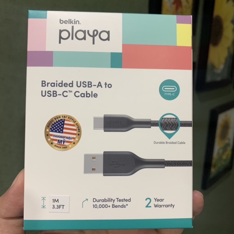 Cáp sạc nhanh Note 10, S10+, Nintendo, Pixel 3XL BELKIN Playa PMBK2002yz1M A to C QC 3.0 18W chiều dài 1m