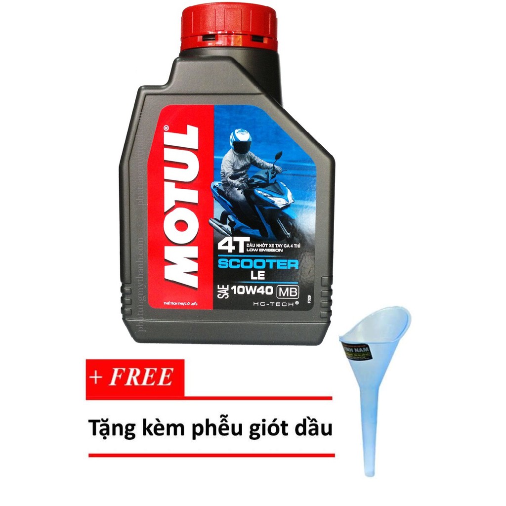 Nhớt xe tay ga cao cấp Motul Scooter Le 10W40 800ml tặng Phuể giót nhớt cao cấp