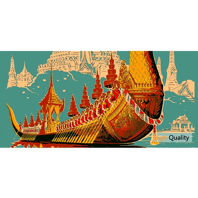 Tranh Vải Bạt Treo Tường In Hình Bangkok Thái Lan Hiện Đại Không Có Khung