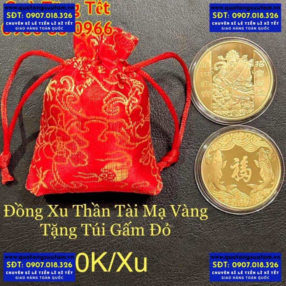 [SHOPEE TRỢ GIÁ] Đồng Xu Thần Tài Tặng Kèm Túi Gấm May Mắn