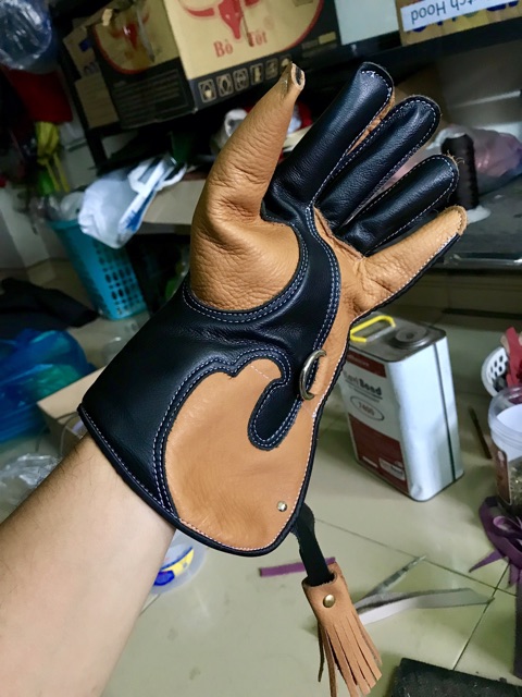 Găng tay da bò cao cap 30cm dày 2 lớp