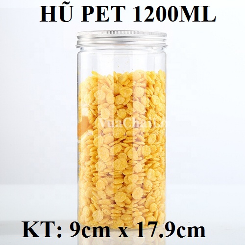 combo 10 Hũ nhựa, hộp nhựa PET dáng cao nắp nhôm/nắp nhựa 1200ml