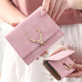 Ví ngắn đựng thẻ thiết kế khóa hình hươu phong cách Hàn Quốc