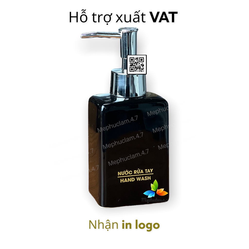 Bình gốm sứ đựng dầu gội, sữa tắm, nước rửa tay, cốc đánh răng men đen dáng chữ nhật cho khách sạn,resort, homestay,..