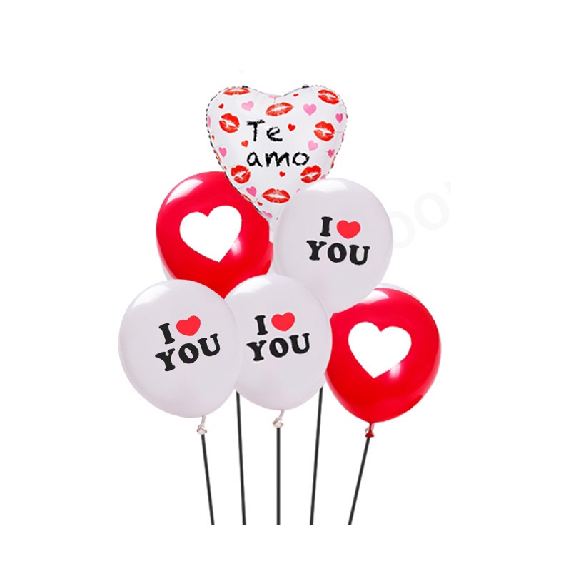Bộ Cờ Hình Trái Tim In Chữ I Love You Dùng Để Trang Trí Tiệc Cưới / Sinh Nhật